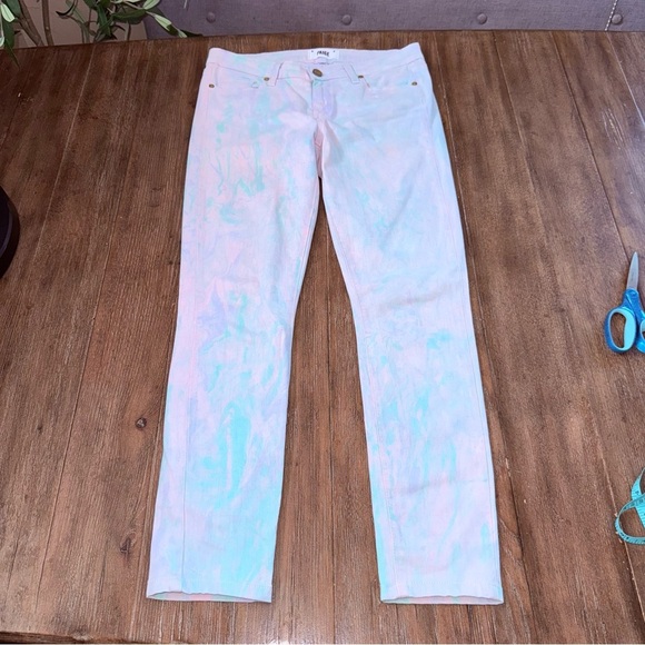 Paige Verdugo Ultra Skinny Jeans Pink Blue Swirl low rise - Picture 2 of 10